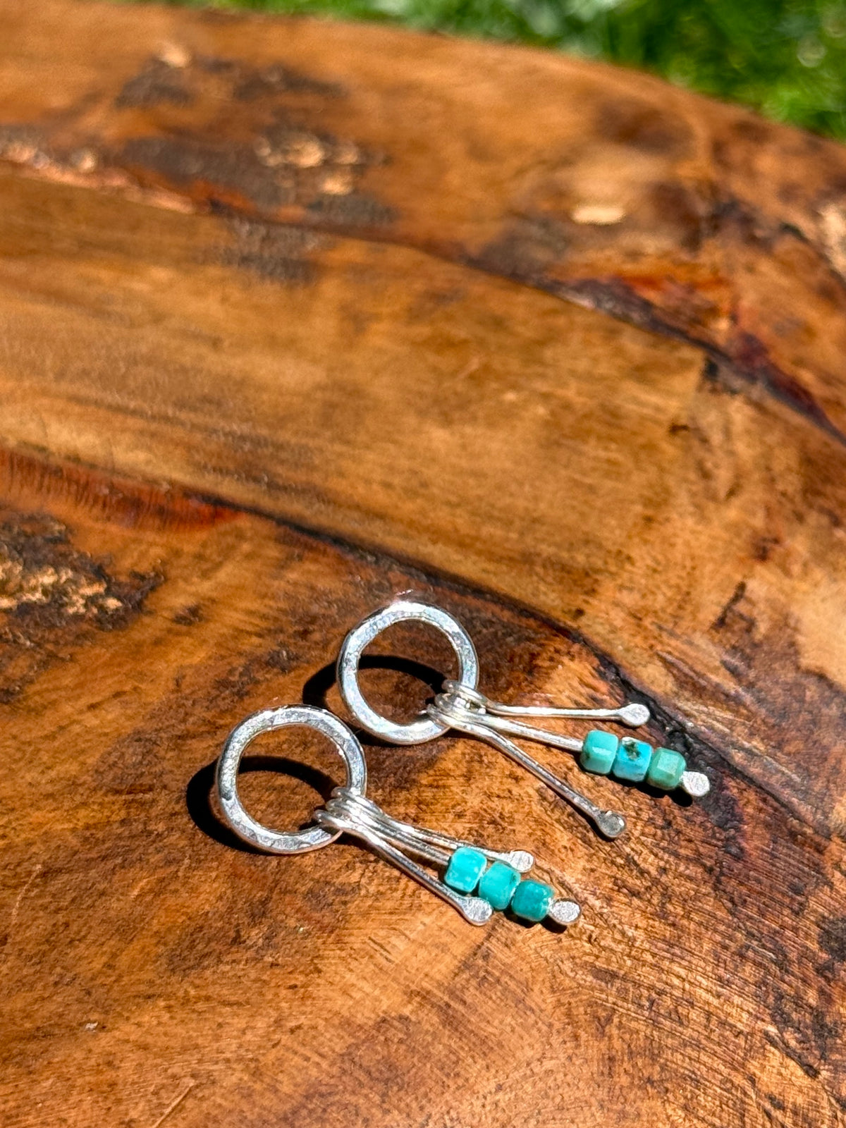 Mini Turquoise Fringe Stud Earrings
