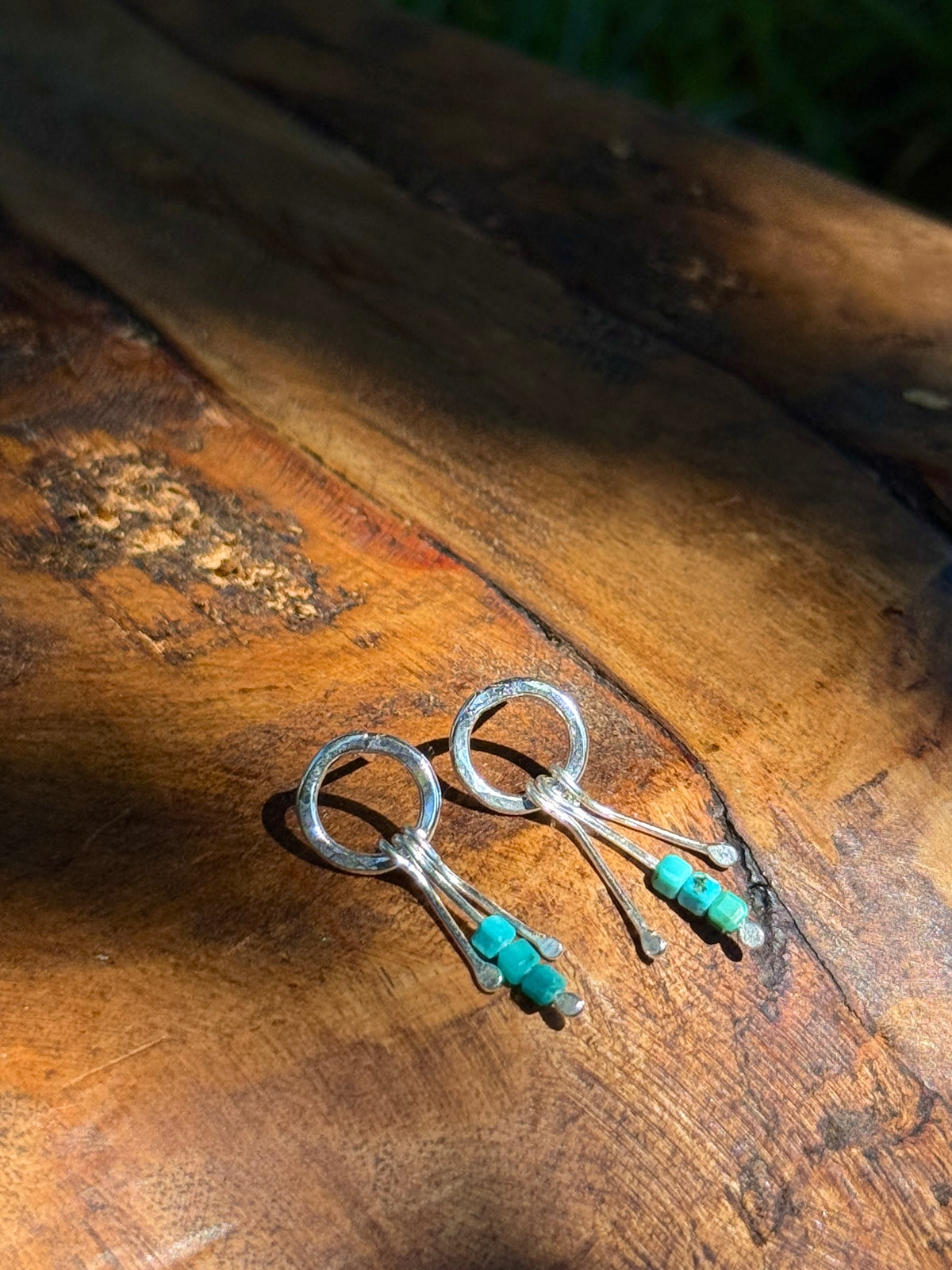 Mini Turquoise Fringe Stud Earrings