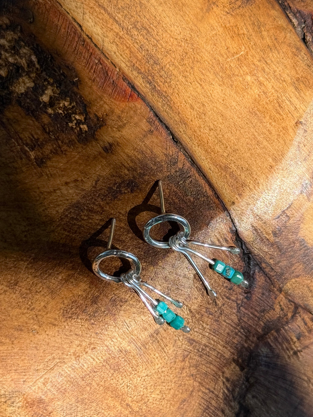 Mini Turquoise Fringe Stud Earrings