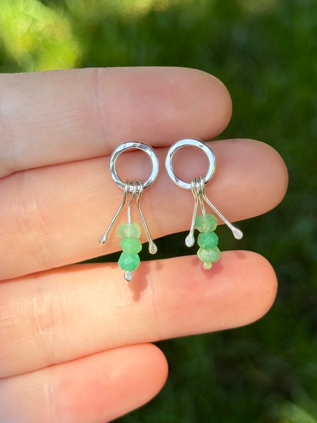 Mini Chrysoprase Fringe Stud Earrings