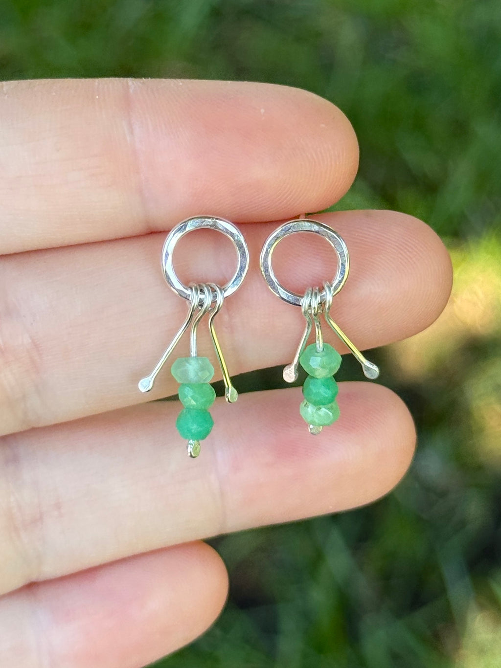Mini Chrysoprase Fringe Stud Earrings