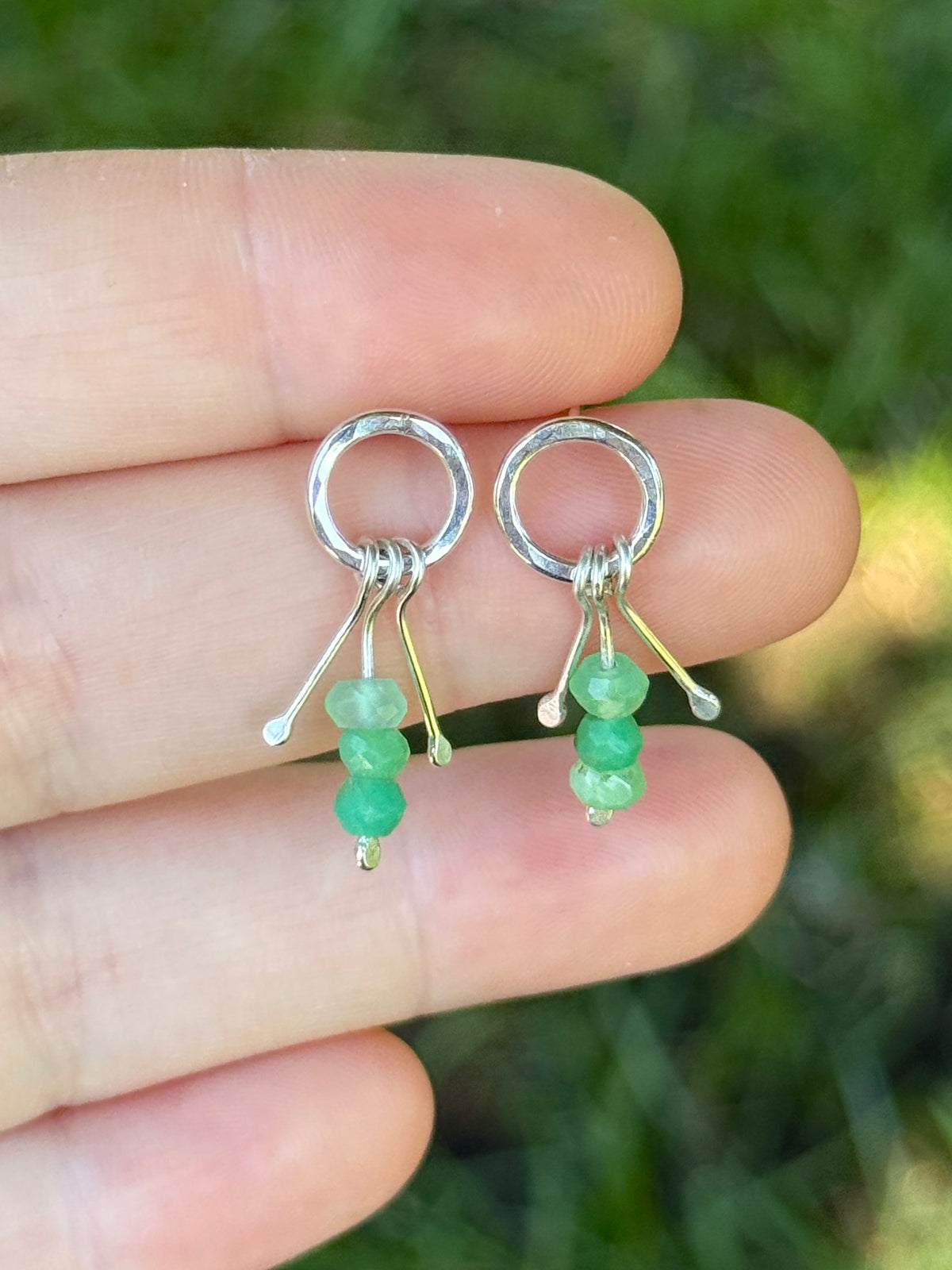 Mini Chrysoprase Fringe Stud Earrings