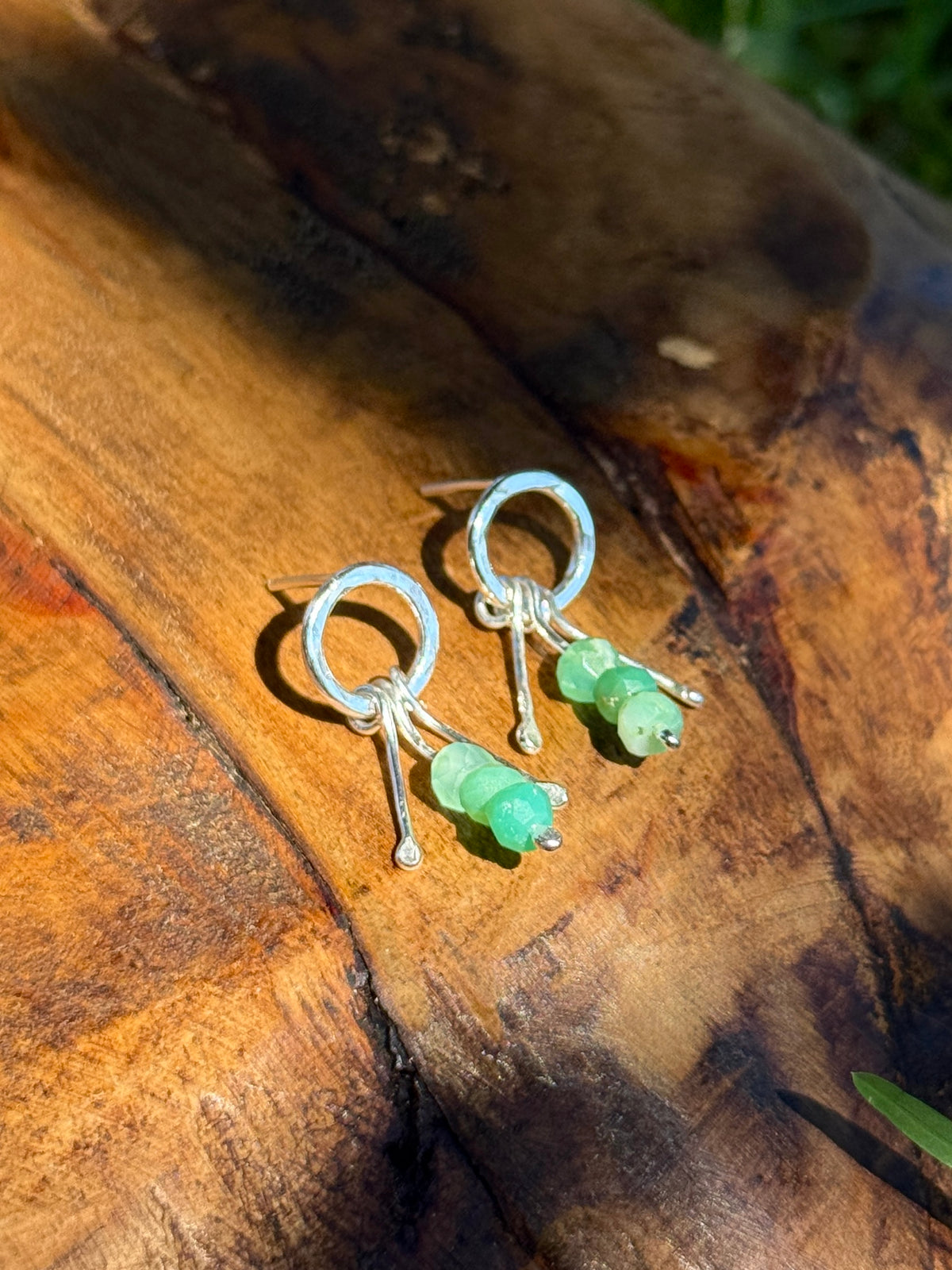 Mini Chrysoprase Fringe Stud Earrings