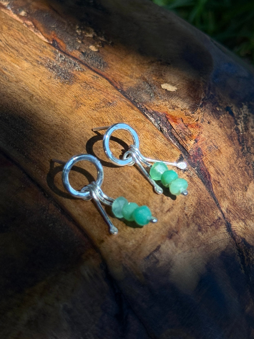 Mini Chrysoprase Fringe Stud Earrings