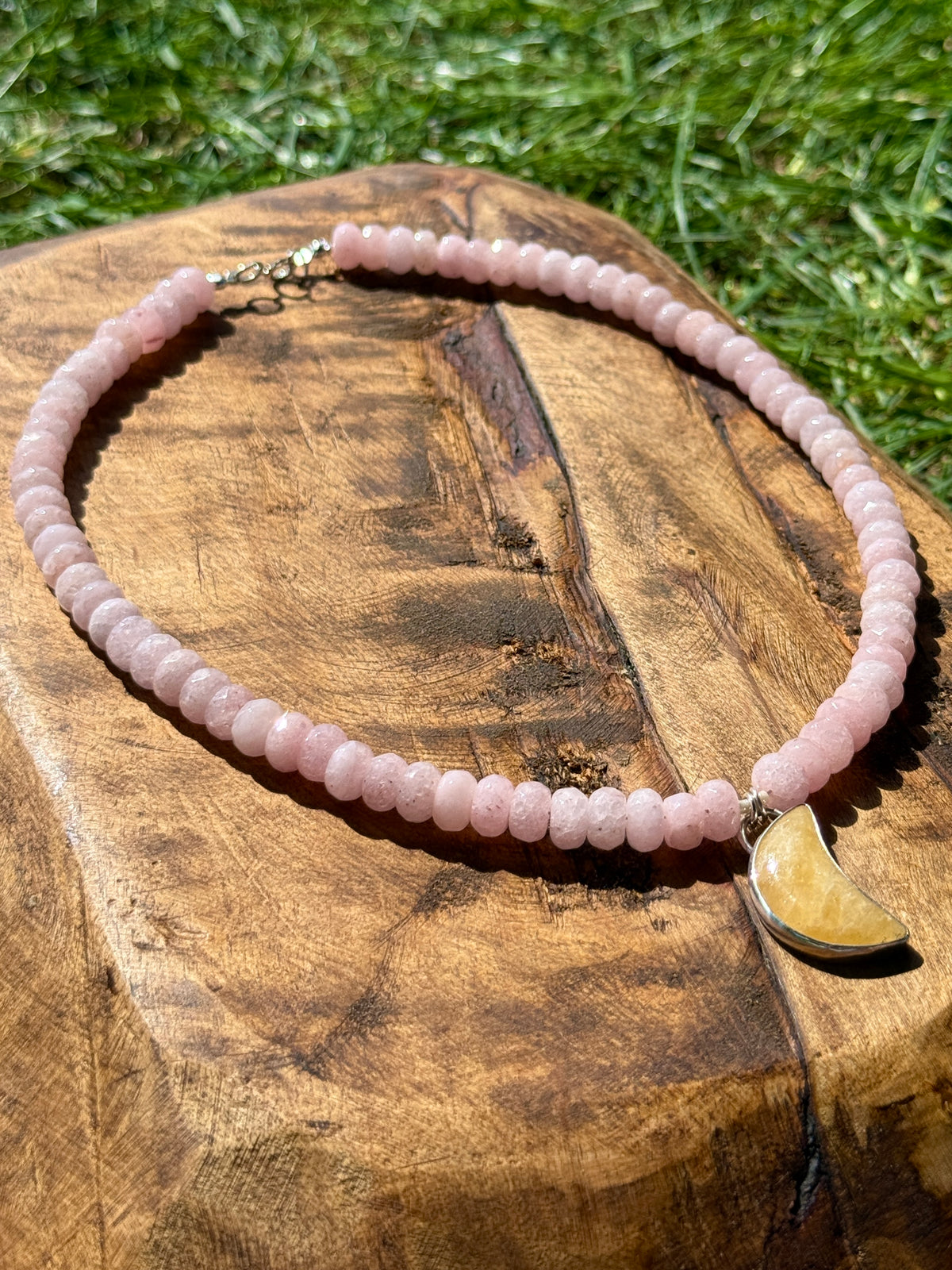 Orange Calcite Moon Statement Necklace