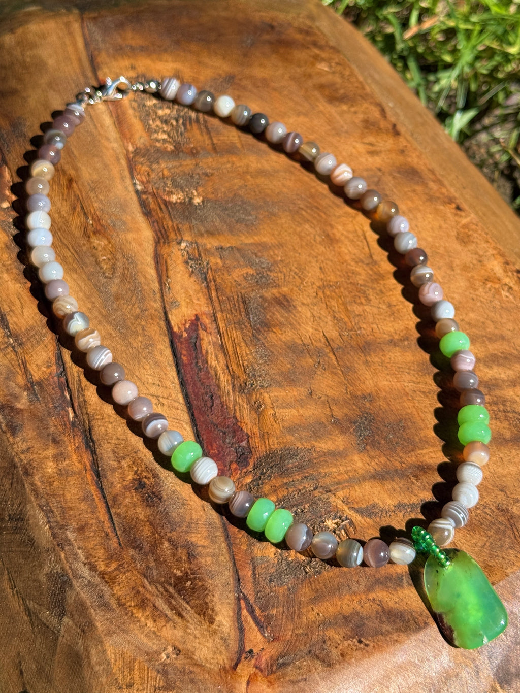 Raw Chrysoprase & Agate Choker