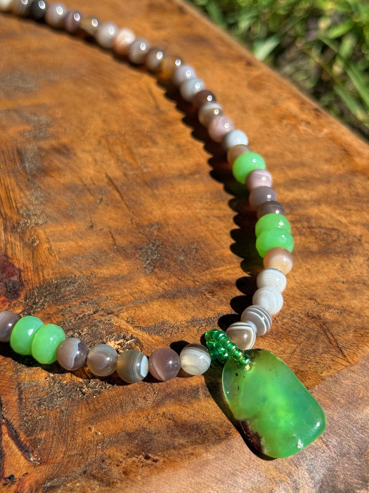 Raw Chrysoprase & Agate Choker