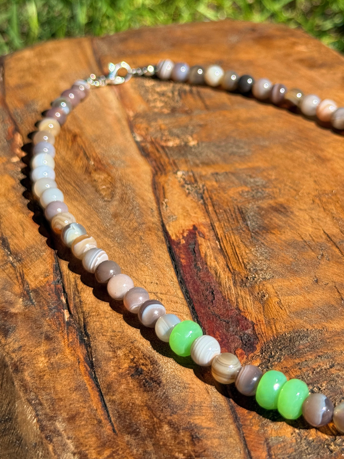 Raw Chrysoprase & Agate Choker
