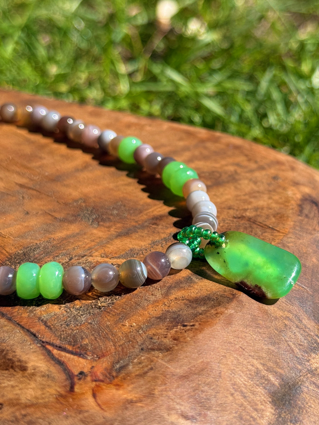 Raw Chrysoprase & Agate Choker