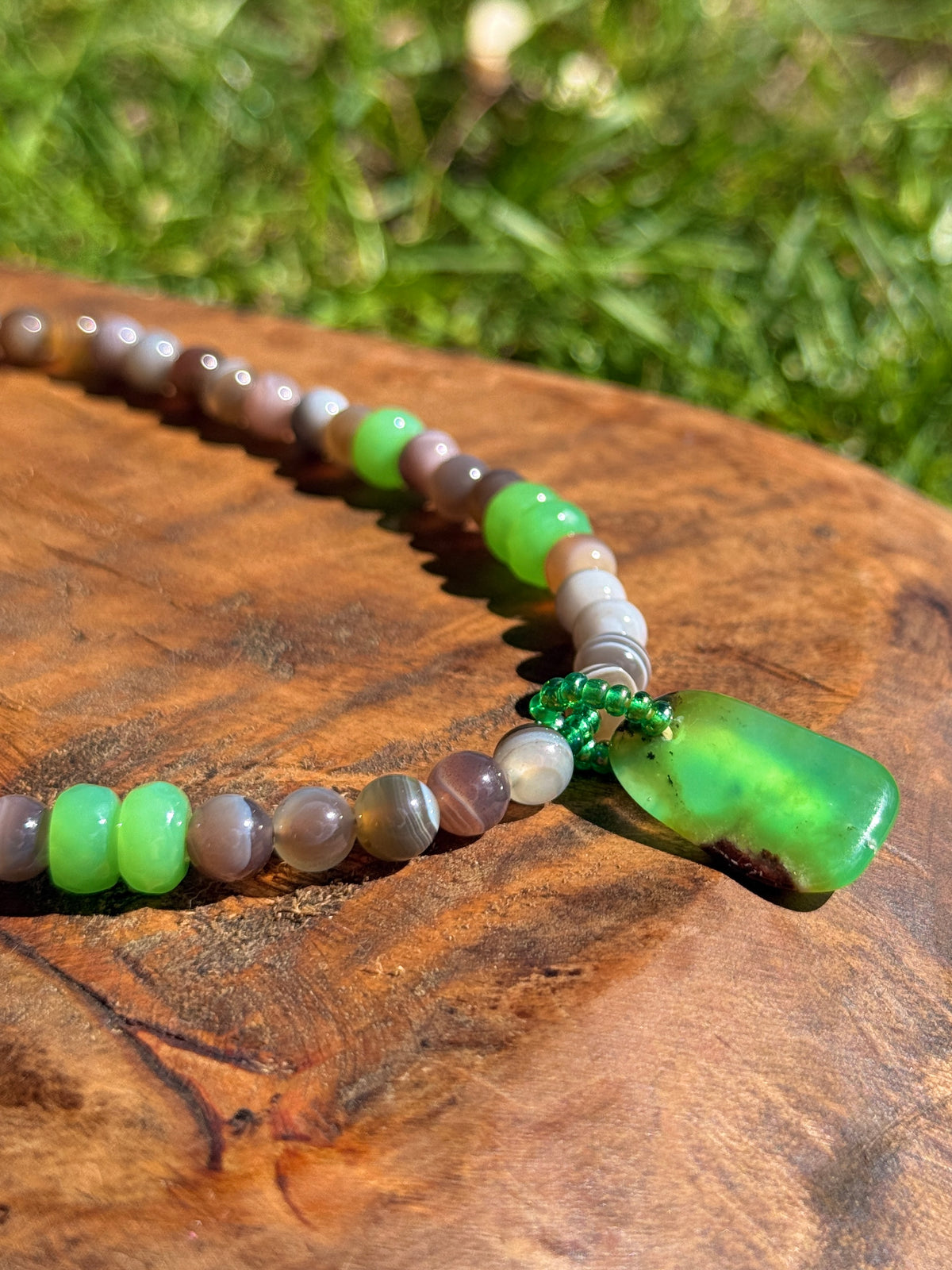 Raw Chrysoprase & Agate Choker