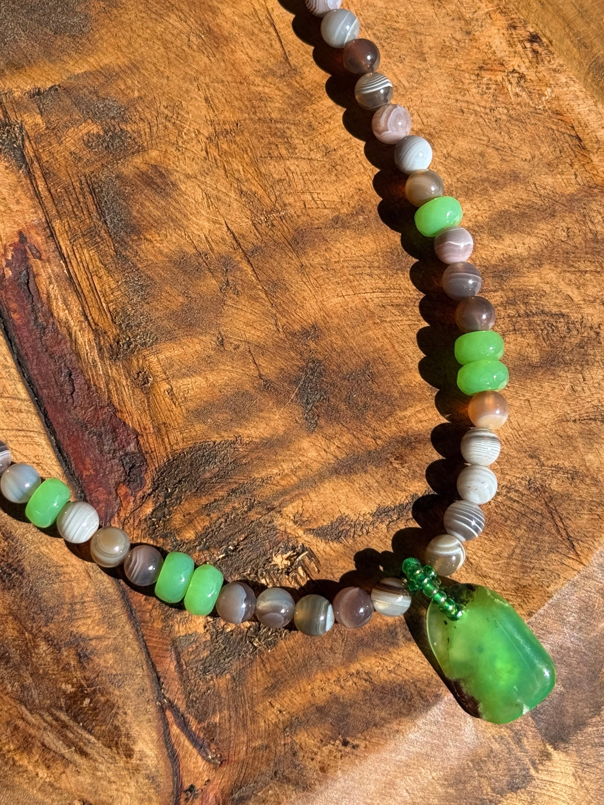 Raw Chrysoprase & Agate Choker