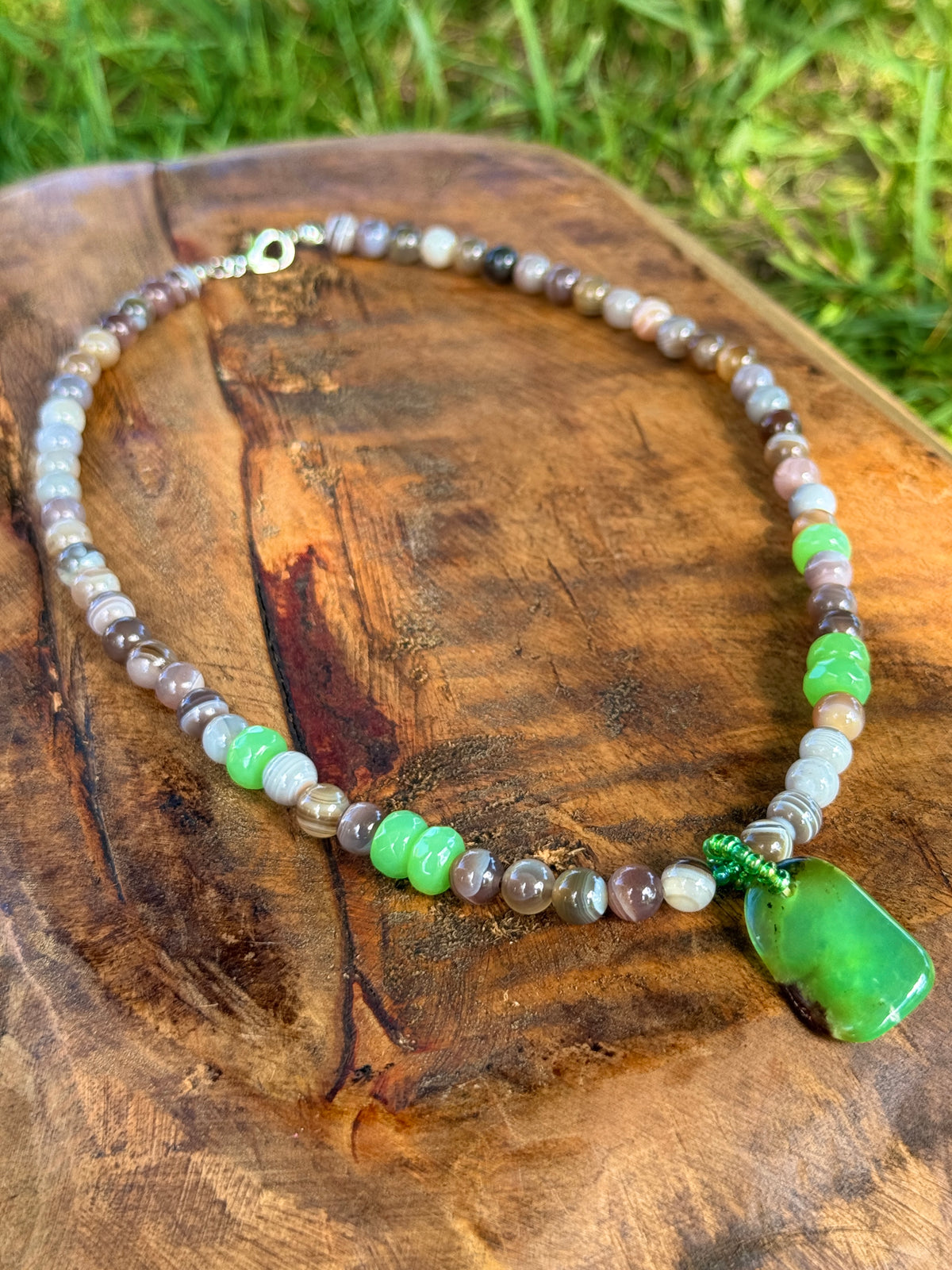 Raw Chrysoprase & Agate Choker