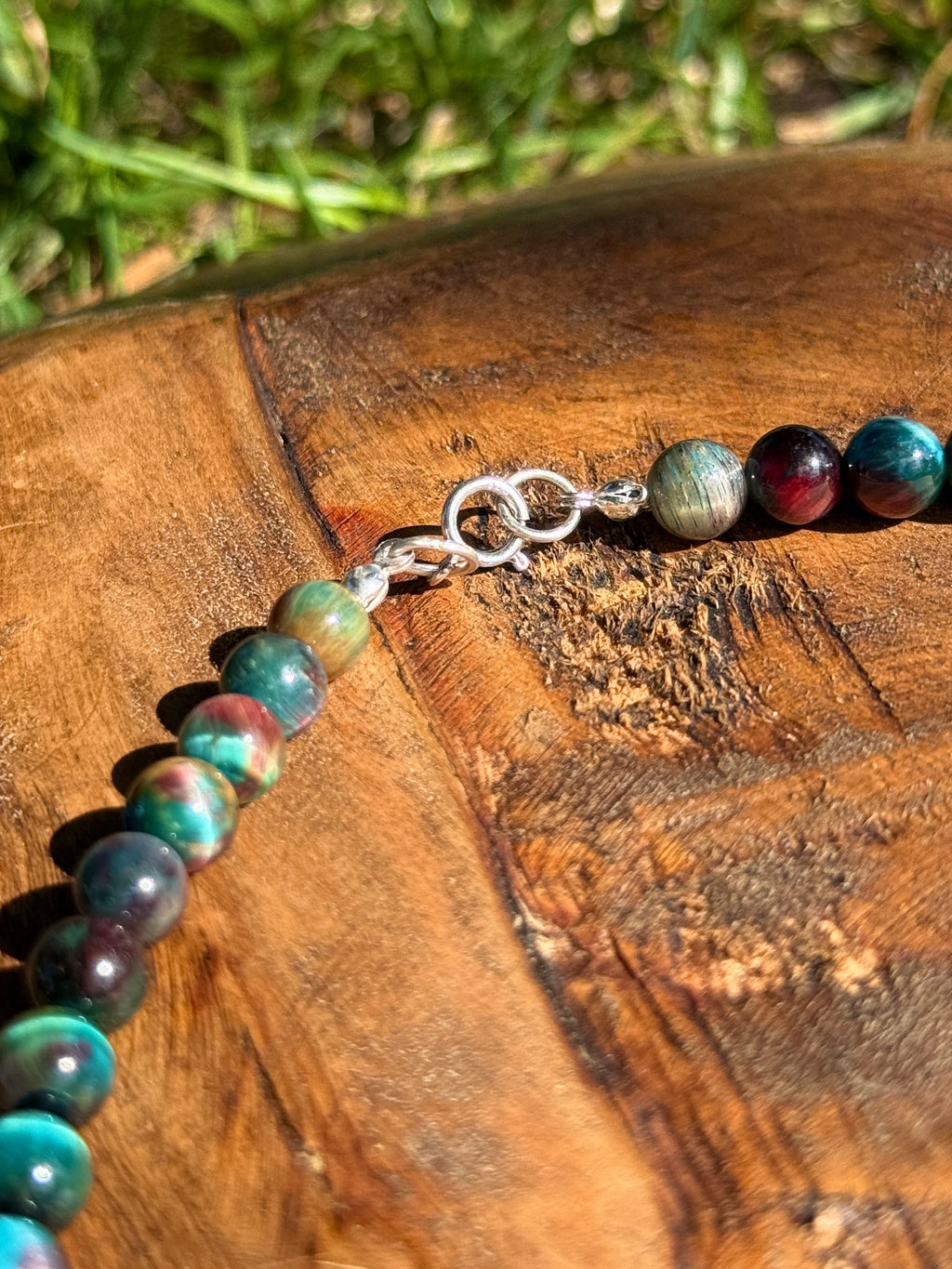 Rainbow Tigers Eye & Clear Quartz Choker