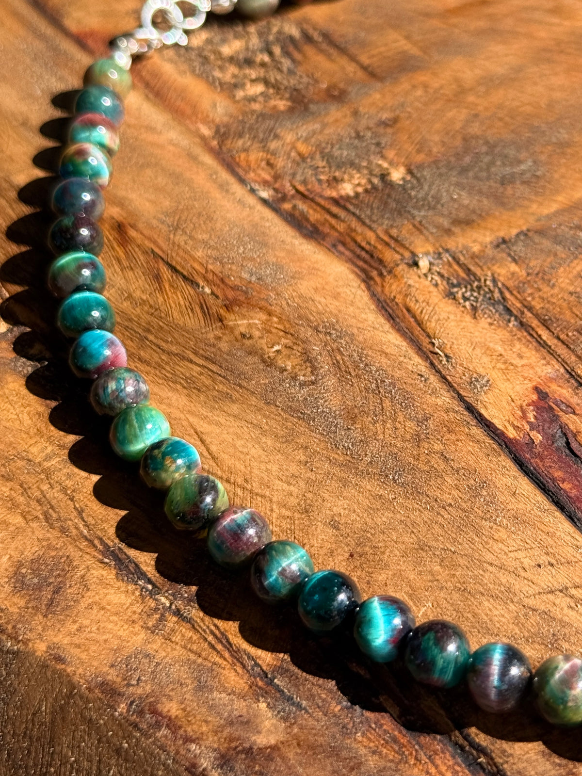 Rainbow Tigers Eye & Clear Quartz Choker