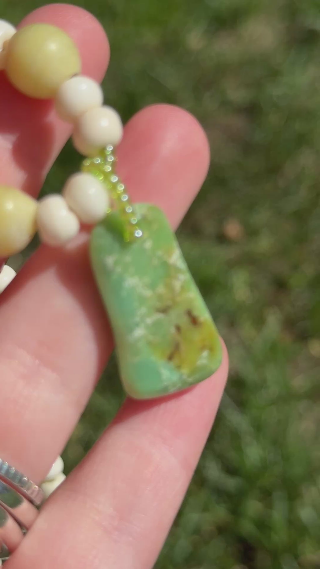 Chrysoprase & Bone Choker