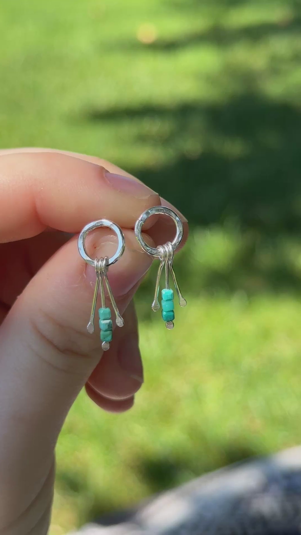 Mini Turquoise Fringe Stud Earrings