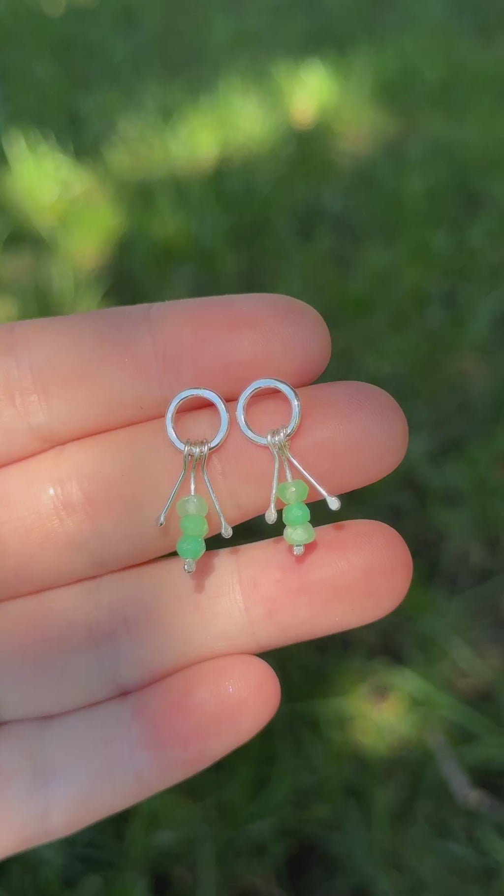 Mini Chrysoprase Fringe Stud Earrings
