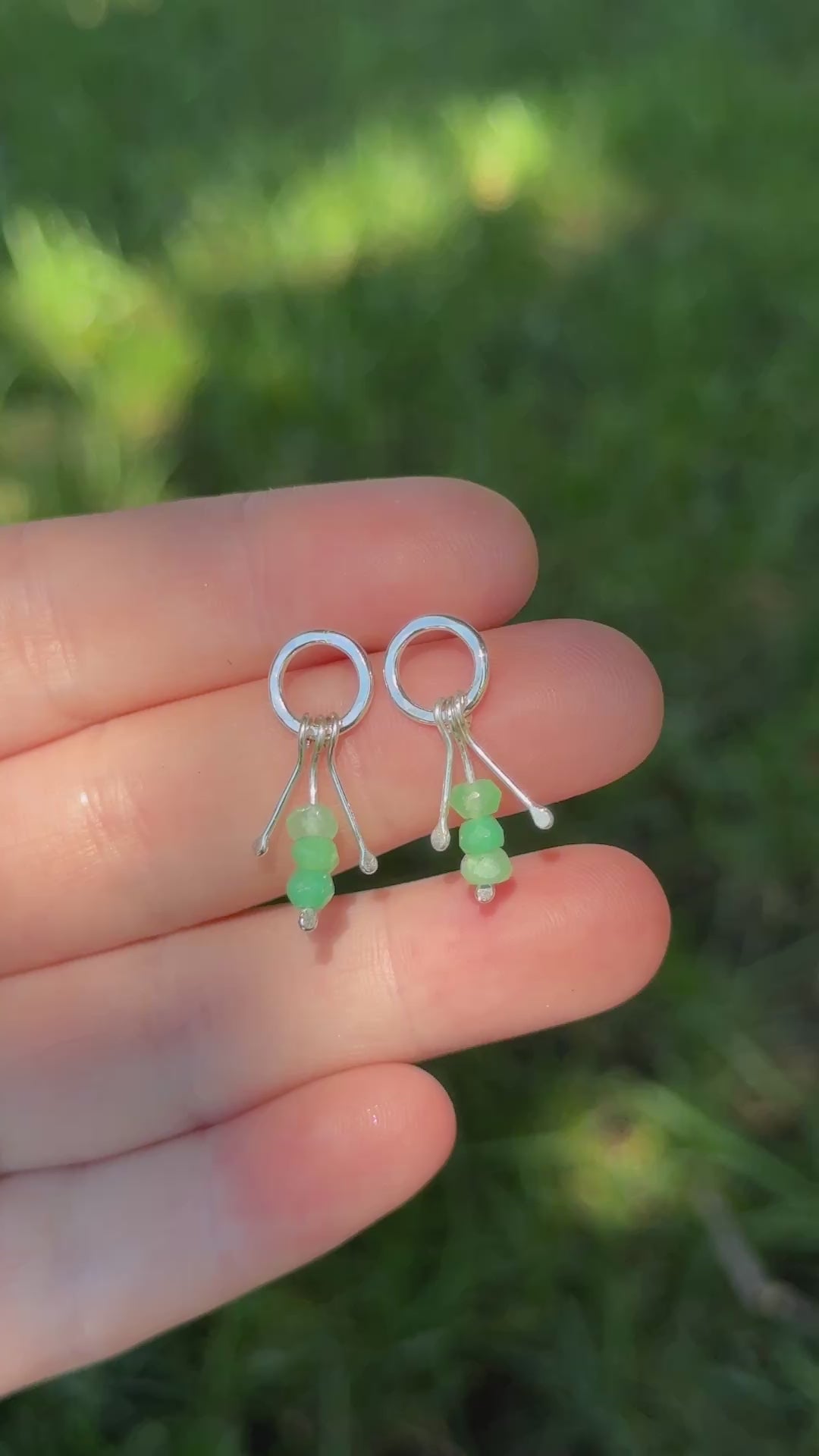 Mini Chrysoprase Fringe Stud Earrings